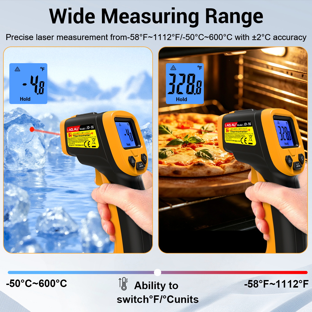 LAOLAU JD 16 Infrared Thermome - огляд і ціна Industrial Laser Temperature Sensor